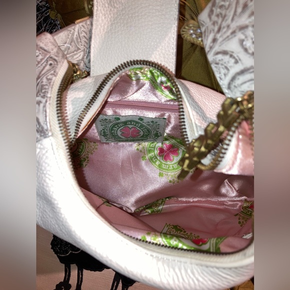 Charm and Luck white rhinestone hobo/shoulder bag with studded accents EUC 75$ - Picture 4 of 5